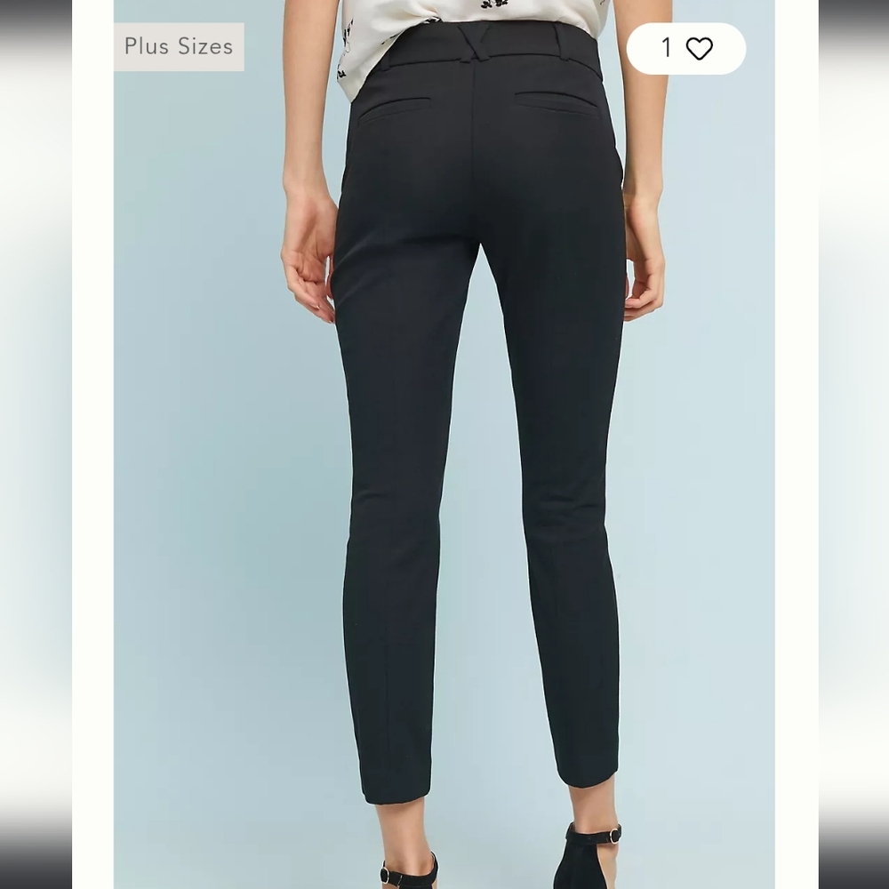 Anthropologie The Essential Slim Black Trousers Size 0 - Picture 3 of 16